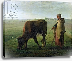 Постер Милле, Жан-Франсуа Woman Grazing her Cow, 1858