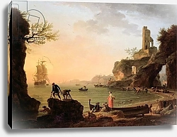Постер Верне Клод Sunset, Fishermen Pulling in Their Nets, 1760