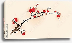 Постер Oriental style painting, plum blossom in spring