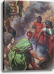 Постер Делакруа Эжен (Eugene Delacroix) Olinda and Sophronia on the Pyre
