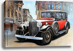 Постер Ретро-автомобиль на улице старого города