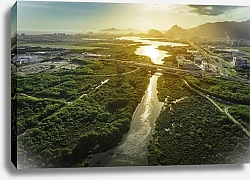 Постер Бразилия, Рио-де-Жанейро, Барра-да-Тижука. Вид на реку с высоты птичьего полета