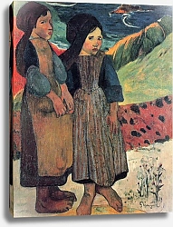 Постер Гоген Поль (Paul Gauguin) Маленькие бретонки у моря