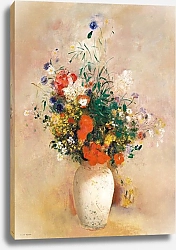 Постер Редон Одилон Ваза с цветами (розовый фон) (1906)