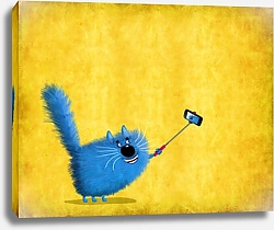 Постер Сикорский Андрей (совр) Синий кот с телефоном
