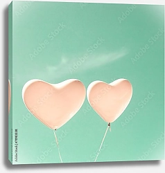 Постер Розовые воздушные шары в форме сердца
