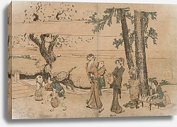 Постер Хокусай Кацушика Group of Figures near a Brook