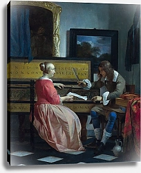 Постер Метсю Габриэль Мужчина и женщина у верджинела