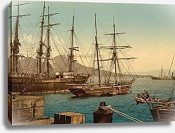 Постер Италия. Корабли в порту Неаполя