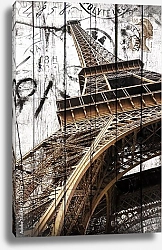 Постер Франция, Париж. Эйфелева башня в стиле винтаж №3