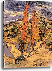 Постер Ван Гог Винсент (Vincent Van Gogh) Два тополя на дороге среди холмов