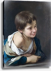 Постер Крестьянский мальчик, наклоняющийся через оконную раму