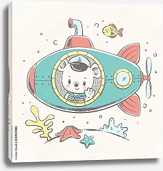 Постер Медвежонок на подводной лодке