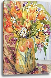 Постер Фивси Джоан (совр) Tulips and Narcissi in an Art Nouveau Vase