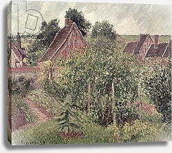 Постер Писсарро Камиль (Camille Pissarro) Landscape with Cottage Roofs, 1899