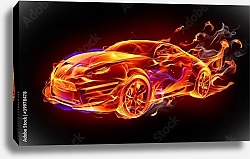 Постер Огненный силуэт автомобиля