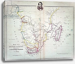 Постер Школа: Английская 18в. Map of South Africa illustrating Dr. Livingstone's discoveries