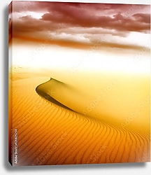 Постер Песчаная дюна под оранжевыми облаками