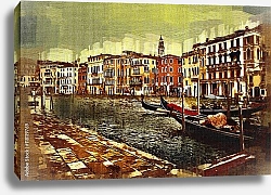 Постер Венецианский городской пейзаж с лодками и каналом 