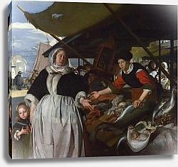 Постер Витте Эмануэль Адриана ван Хьюсден с дочерью на рыбном рынке