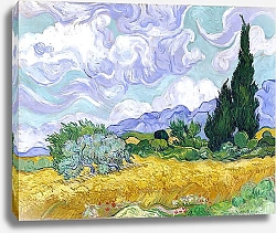Постер Ван Гог Винсент (Vincent Van Gogh) Пшеничное поле с кипарисами