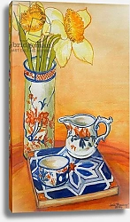 Постер Фивси Джоан (совр) Chinese Vase with Daffodils, Pot and Jug,2014