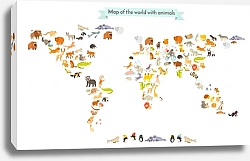 Постер Детская карта мира с животными №8