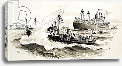 Постер Смит Джон 20в. Unidentified ship and pilits boat