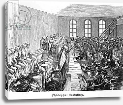 Постер Школа: Немецкая школа (19 в.) Quaker Meeting, Philadelphia, from 'Nord Amerika' by Hesse-Warburg, 1888
