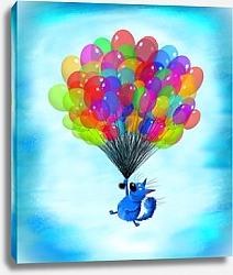Постер Сикорский Андрей (совр) Котенок летающий на воздушных шарах