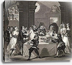 Постер Хогарт Уильям Sancho at the Feast Starved by his Physician, from 'The Works of Hogarth', published 1833