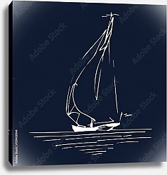 Постер Парусная лодка в океане