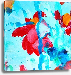 Постер Абстрактные цветы на голубом