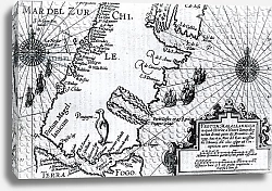 Постер Школа: Голландская 17в Map of the Strait of Magellan, plate from Oliver van Noort's description of his voyage, 1602