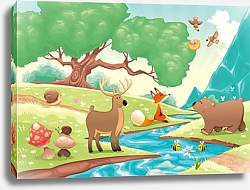 Постер Животные у реки