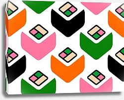 Постер Японские суши на белом фоне в плоском стиле