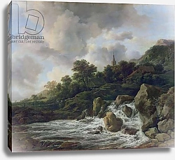 Постер Русдал Якоб Waterfall Near a Village, c.1665-70