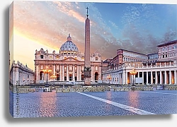 Постер Италия. Рассвет над площадью. Ватикан