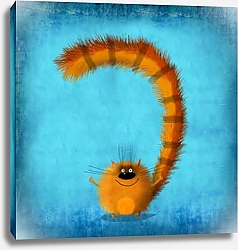 Постер Сикорский Андрей (совр) Маленький желтый котенок на синем фоне