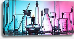 Постер Химические колбы на разноцветном фоне