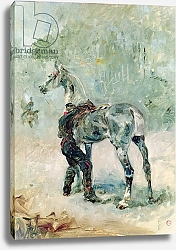 Постер Тулуз-Лотрек Анри (Henri Toulouse-Lautrec) Artilleryman Saddling his Horse, 1879