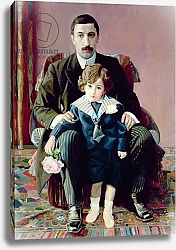 Постер Филонов Павел Portrait of Arman Frantsevich Aziber and his son, 1915