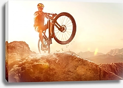 Постер Велосипедист на горном склоне