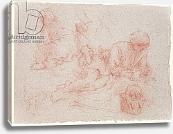 Постер Ватто Антуан (Antoine Watteau) Study of a reclining man