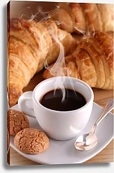 Постер Кофе, круассаны и миндальное печенье