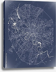 Постер План города Москва, Россия. В сине-белом цвете