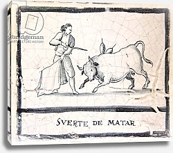 Постер Школа: Испанская Bullfight scene on an antique tile - The Killing Stage