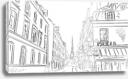 Постер Париж в Ч/Б рисунках #10
