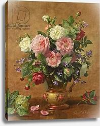 Постер Уильямс Альберт (совр) Roses in a Rose-Enamelled Vase, 1995