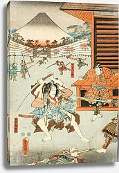 Постер Утагава Кунисада Night Attack of the Soga Brothers; Soga no Jūrō Sukenari and Kōga no Saburō
